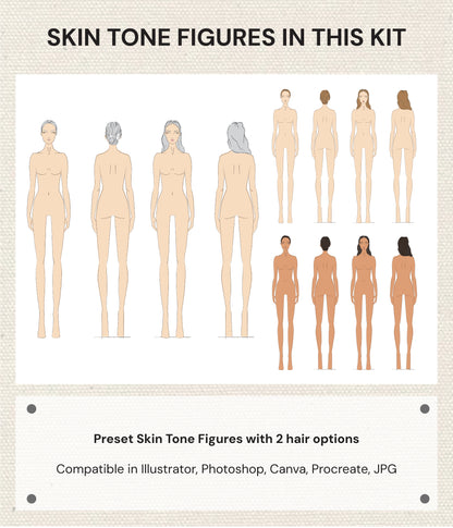 DESIGNER WOMEN'S SKIN TONE FIGURES - 12 Preset Figures + Customizable Figures