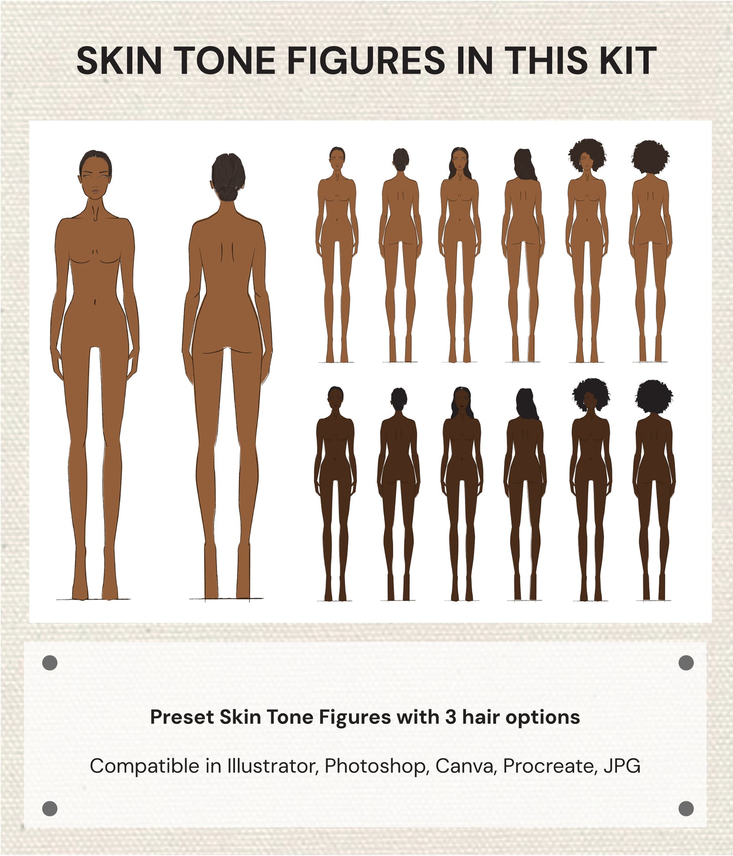 DESIGNER WOMEN'S SKIN TONE FIGURES - 12 Preset Figures + Customizable Figures