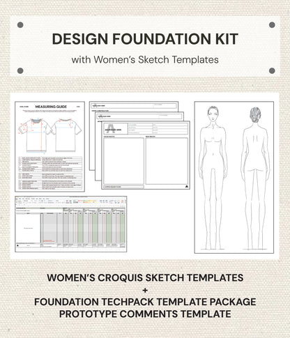 DESIGN FOUNDATION KIT with Women's Fashion Croquis Template