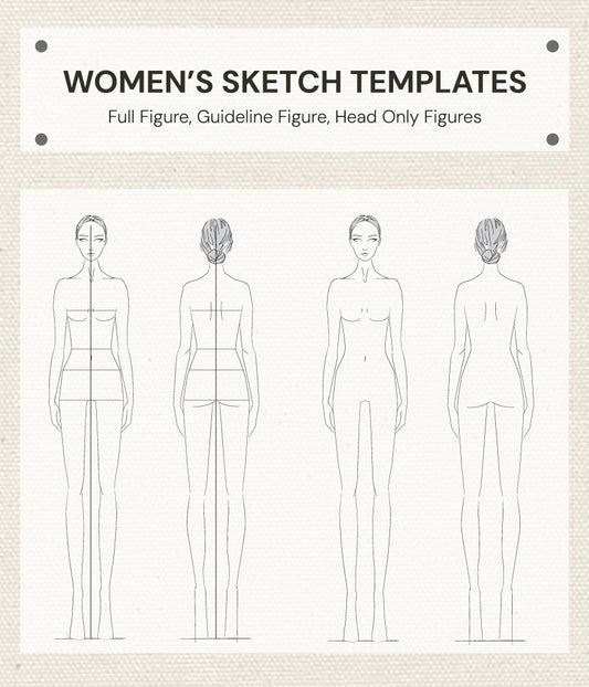 DESIGNER WOMEN'S SKETCH TEMPLATE - Women's Figure Croquis Templates