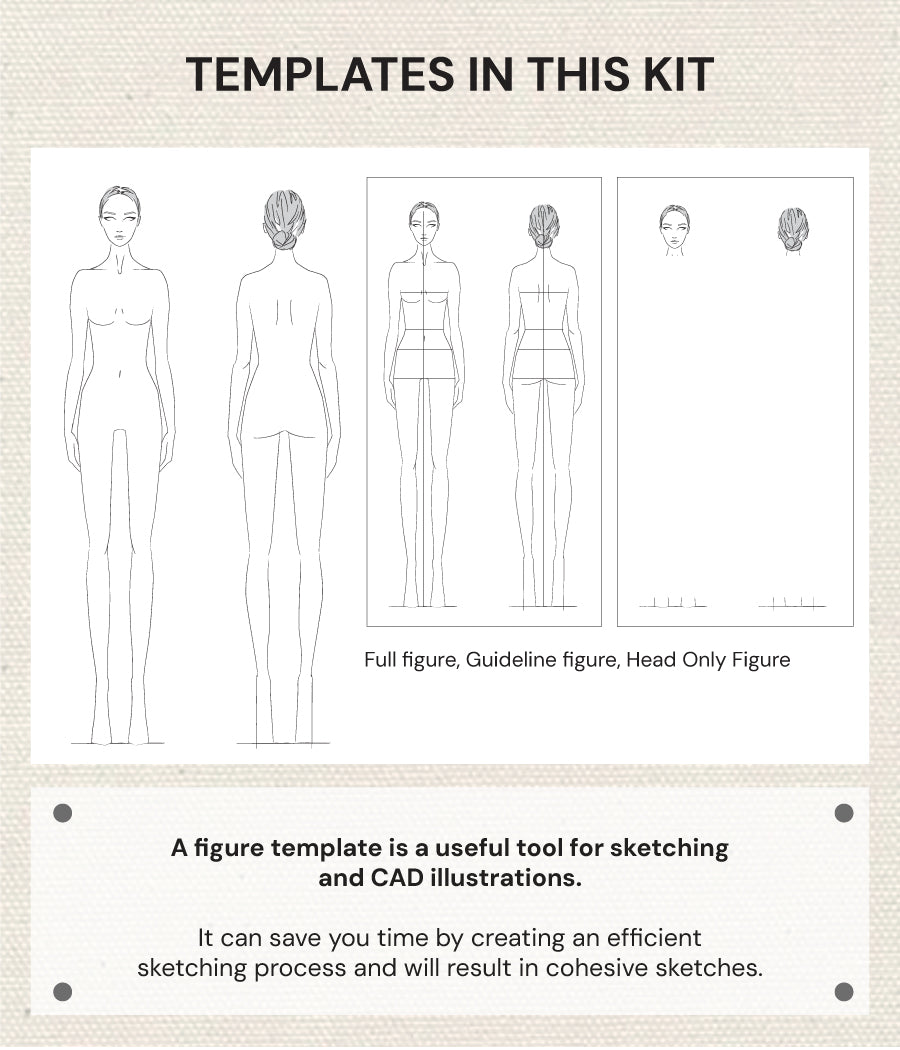 DESIGNER WOMEN'S SKETCH TEMPLATE - Women's Figure Croquis Templates