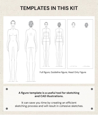 DESIGNER WOMEN'S SKETCH TEMPLATE - Women's Figure Croquis Templates