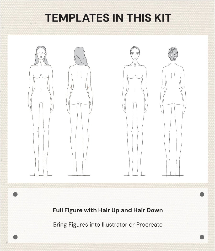 DESIGNER WOMEN'S SKETCH TEMPLATE - Women's Figure Croquis Templates