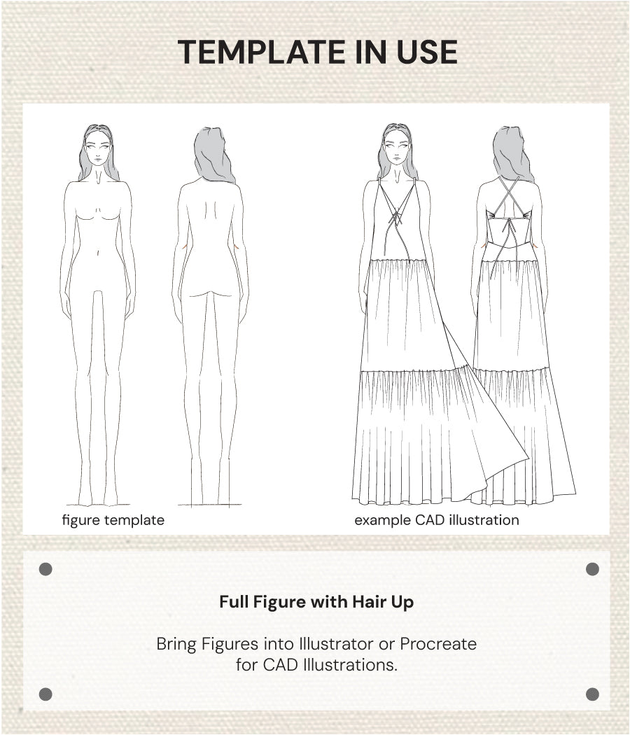 DESIGNER WOMEN'S SKETCH TEMPLATE - Women's Figure Croquis Templates