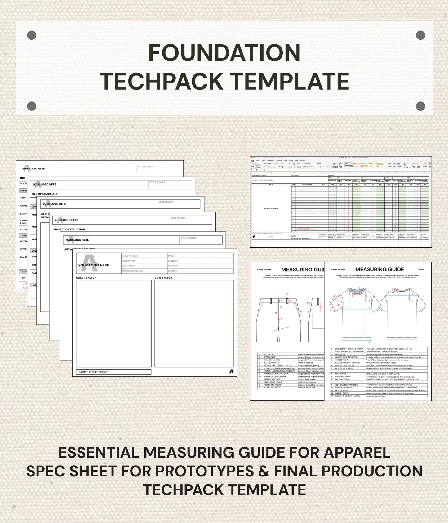 FOUNDATION TECHPACK TEMPLATE with Spec Sheet & Measuring Guide