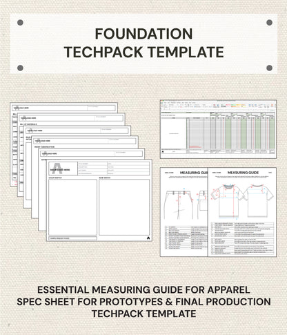 FOUNDATION TECHPACK TEMPLATE with Spec Sheet & Measuring Guide