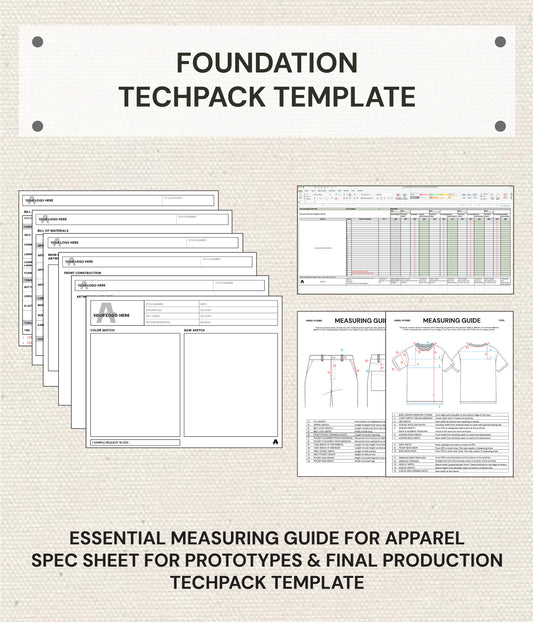 FOUNDATION TECHPACK TEMPLATE with Spec Sheet & Measuring Guide