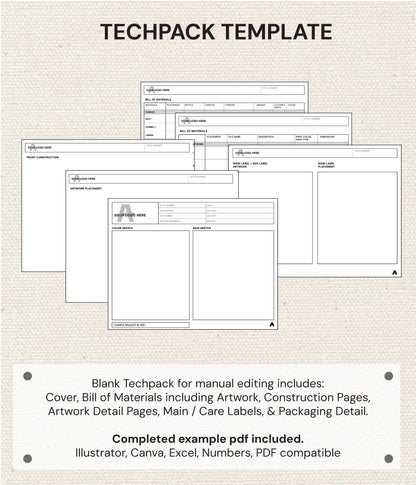 FOUNDATION TECHPACK TEMPLATE with Spec Sheet & Measuring Guide